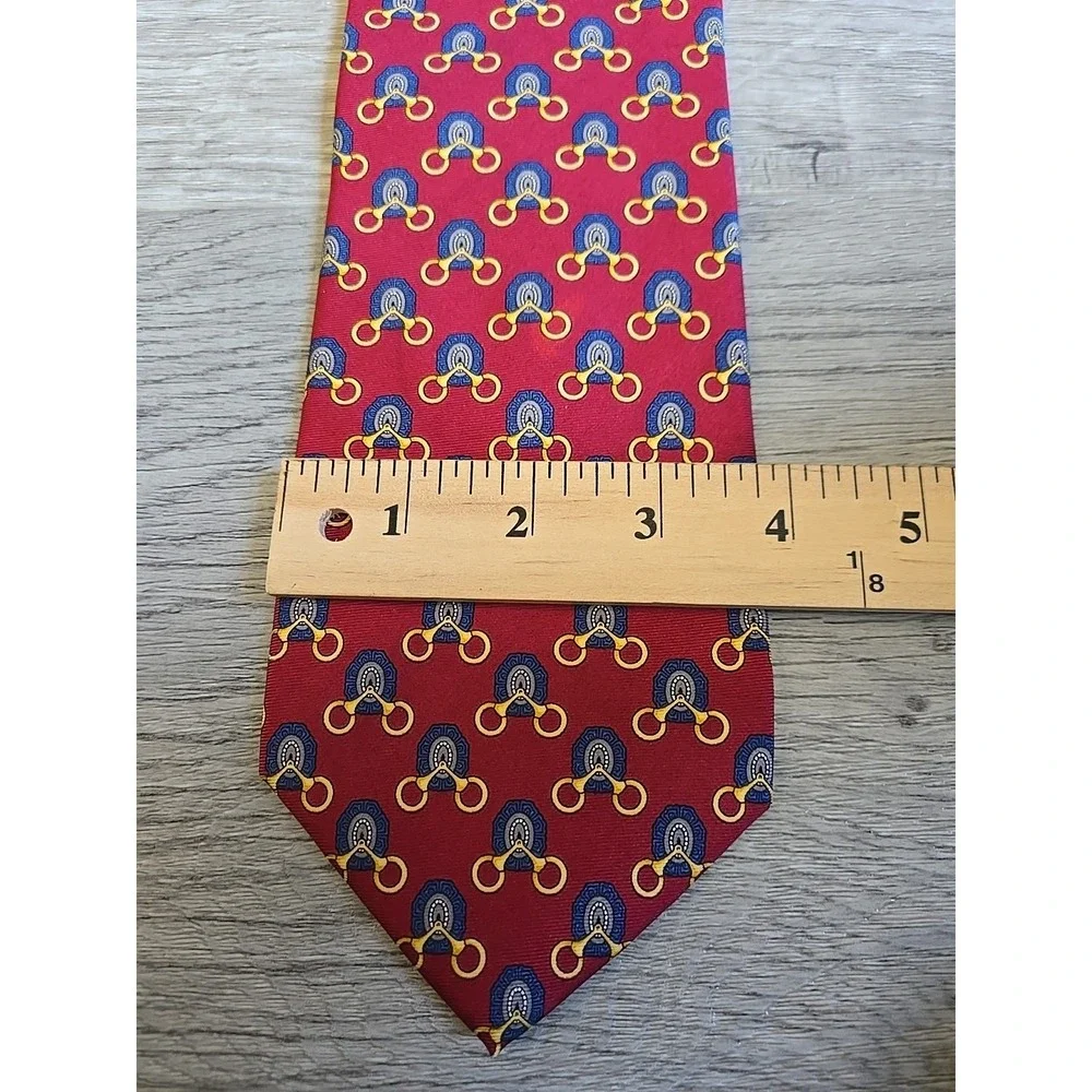 Vintage Paolo Gucci 100% Silk‎ Tie Horsebit Print Made In Italy